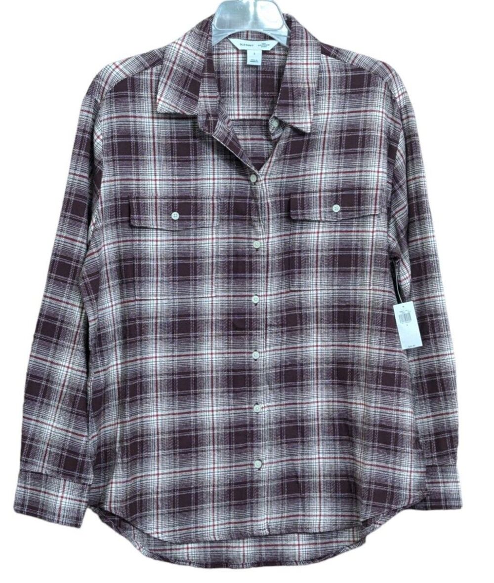 Old Navy The Boyfriend Shirt Women’s Small 100% Cotton Soft Comfy Button Up NWT